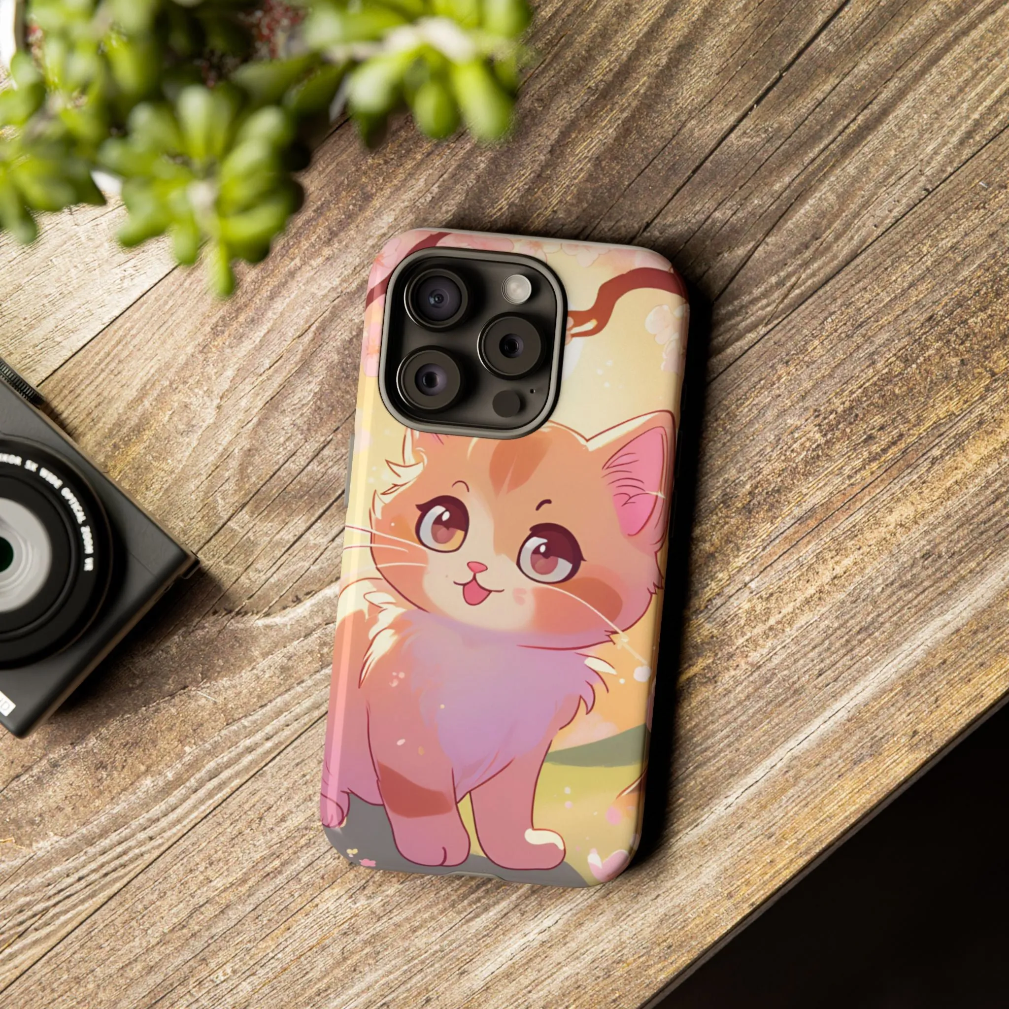 Cute Cat Tough Phone Case - Kawaii Design for Animal Lovers