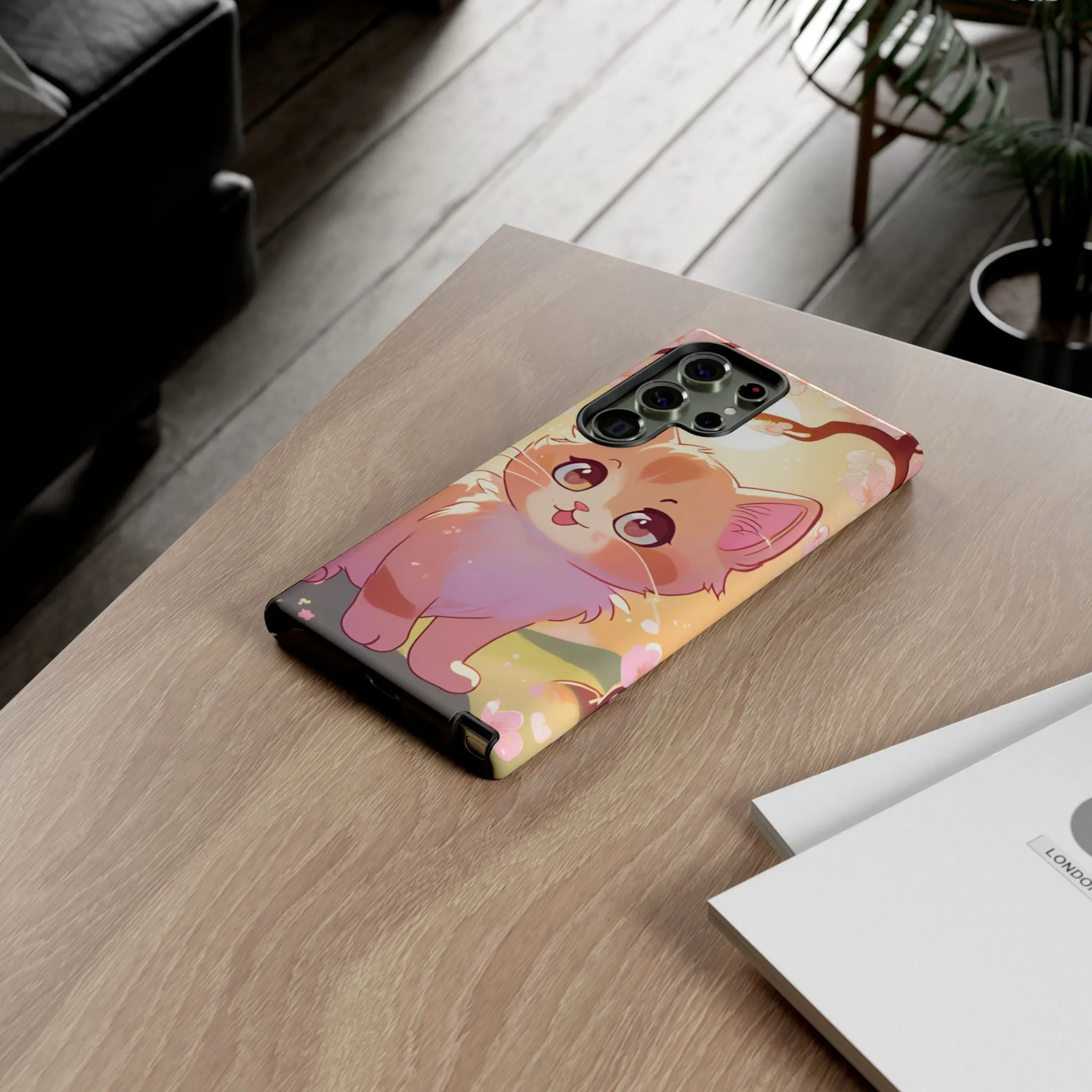Cute Cat Tough Phone Case - Kawaii Design for Animal Lovers