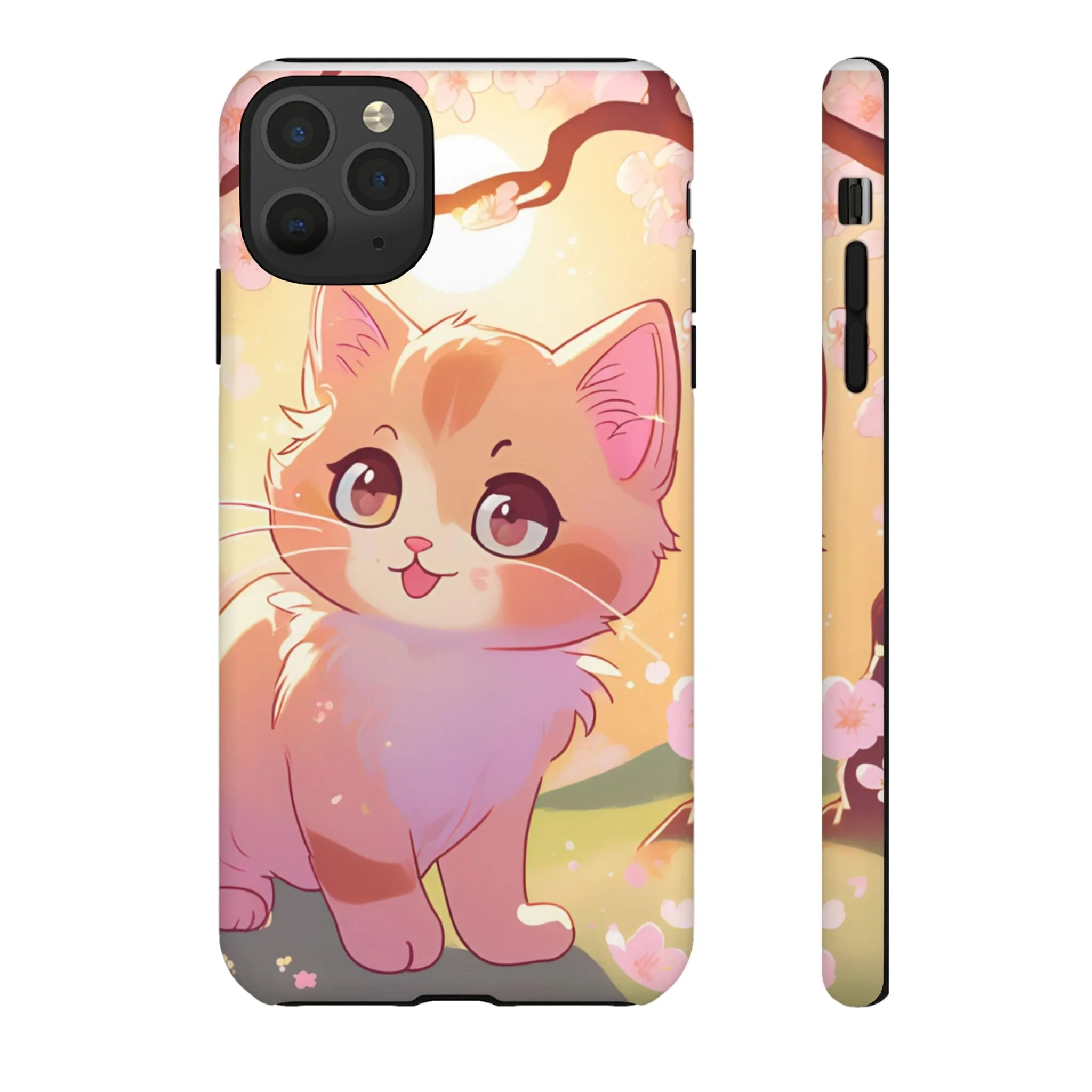 Cute Cat Tough Phone Case - Kawaii Design for Animal Lovers