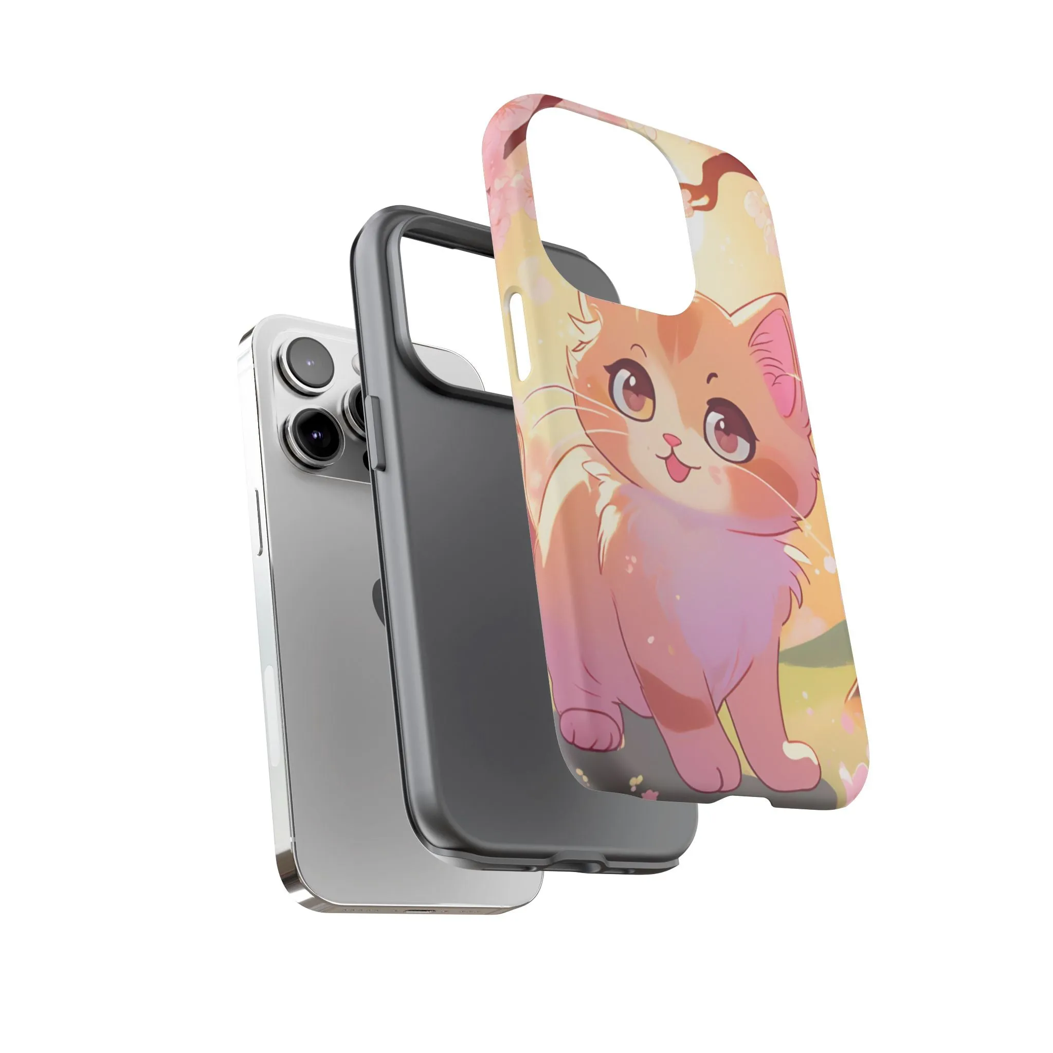 Cute Cat Tough Phone Case - Kawaii Design for Animal Lovers