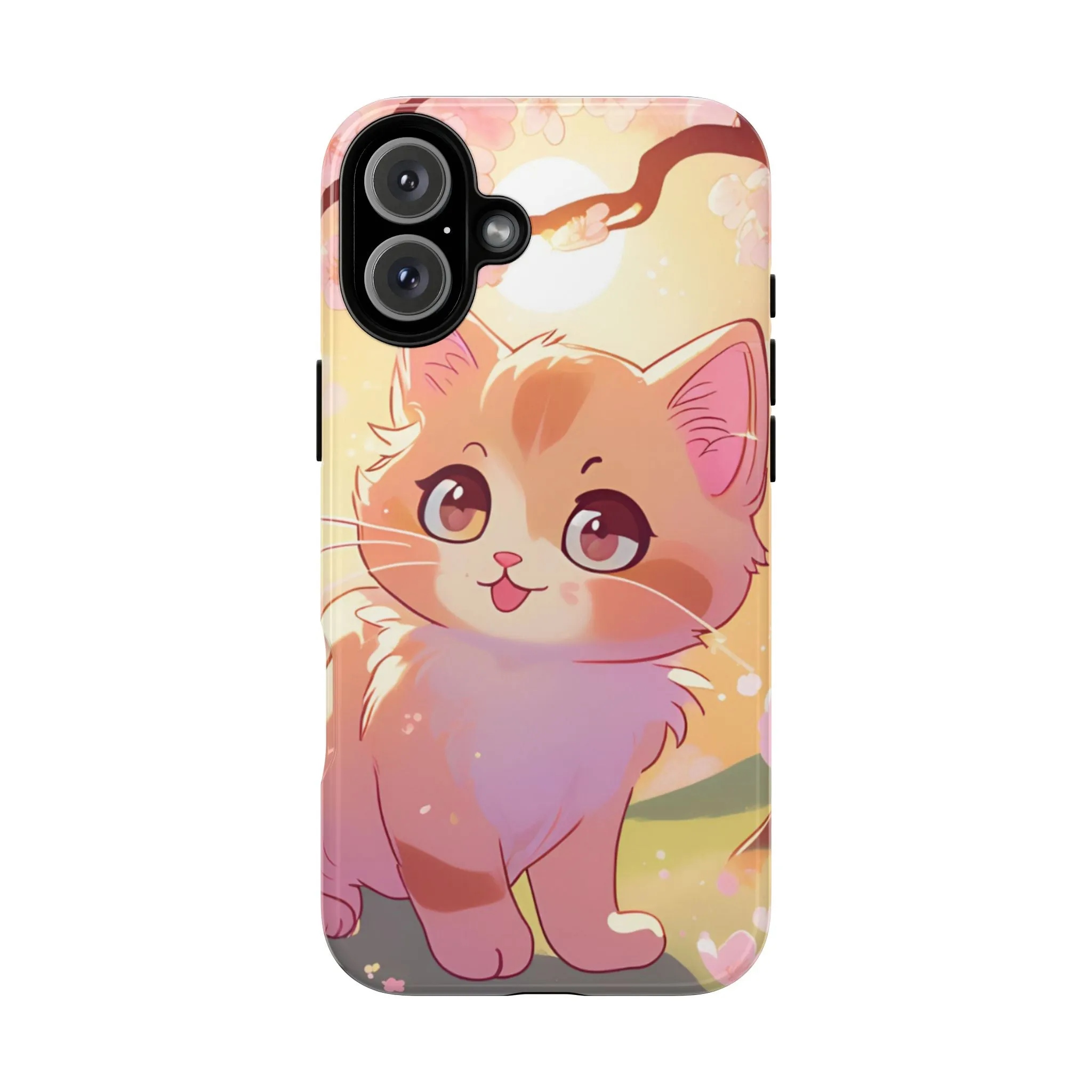 Cute Cat Tough Phone Case - Kawaii Design for Animal Lovers