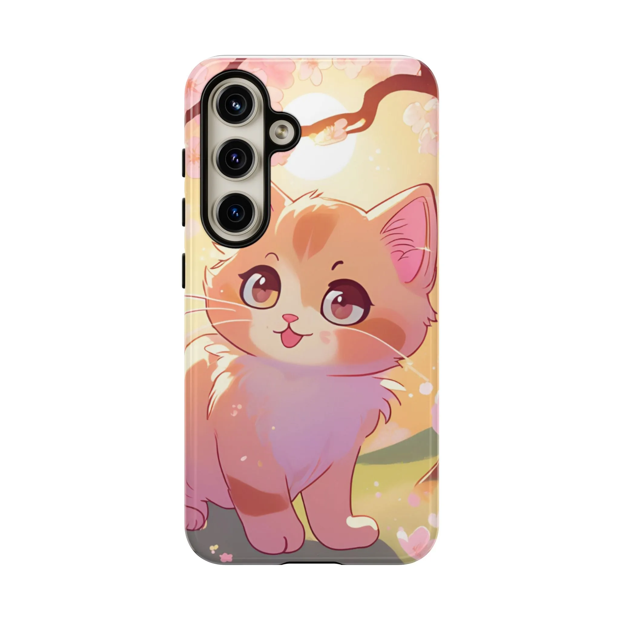 Cute Cat Tough Phone Case - Kawaii Design for Animal Lovers
