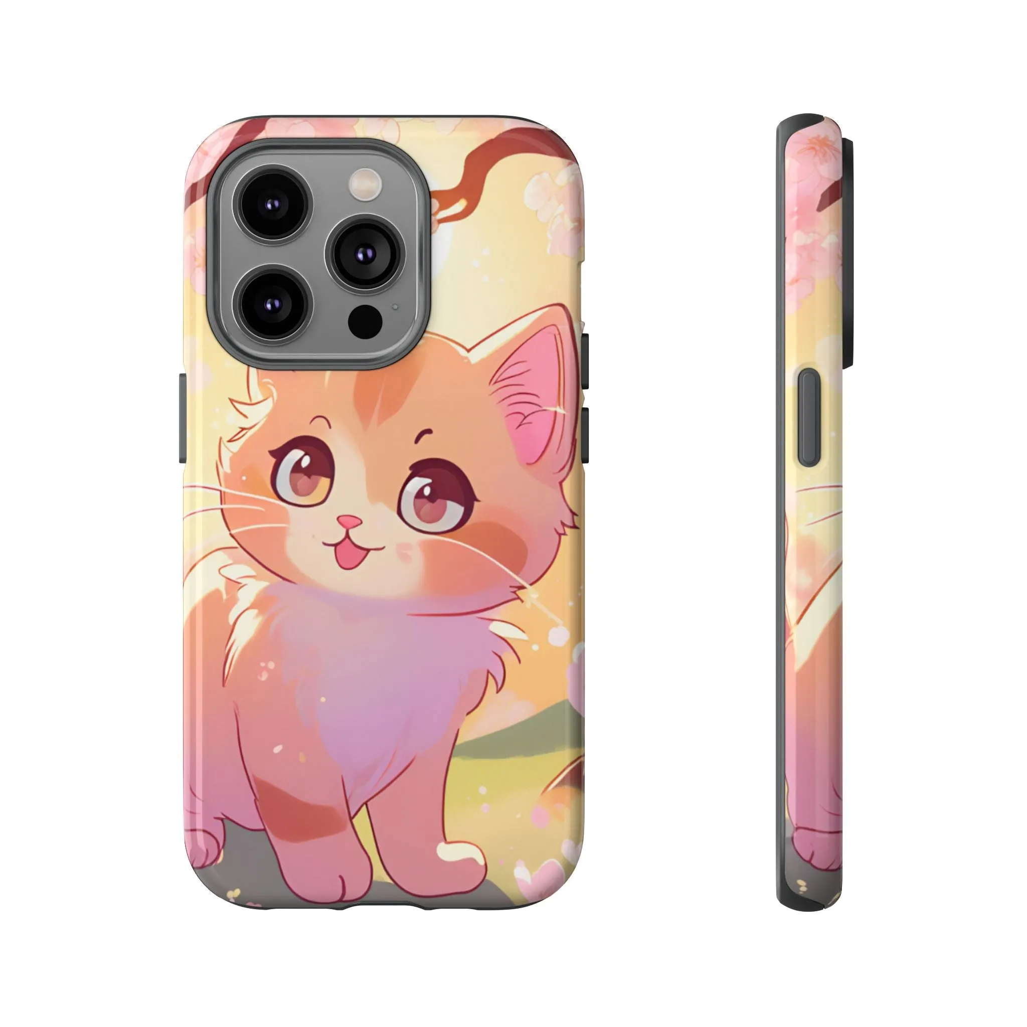 Cute Cat Tough Phone Case - Kawaii Design for Animal Lovers
