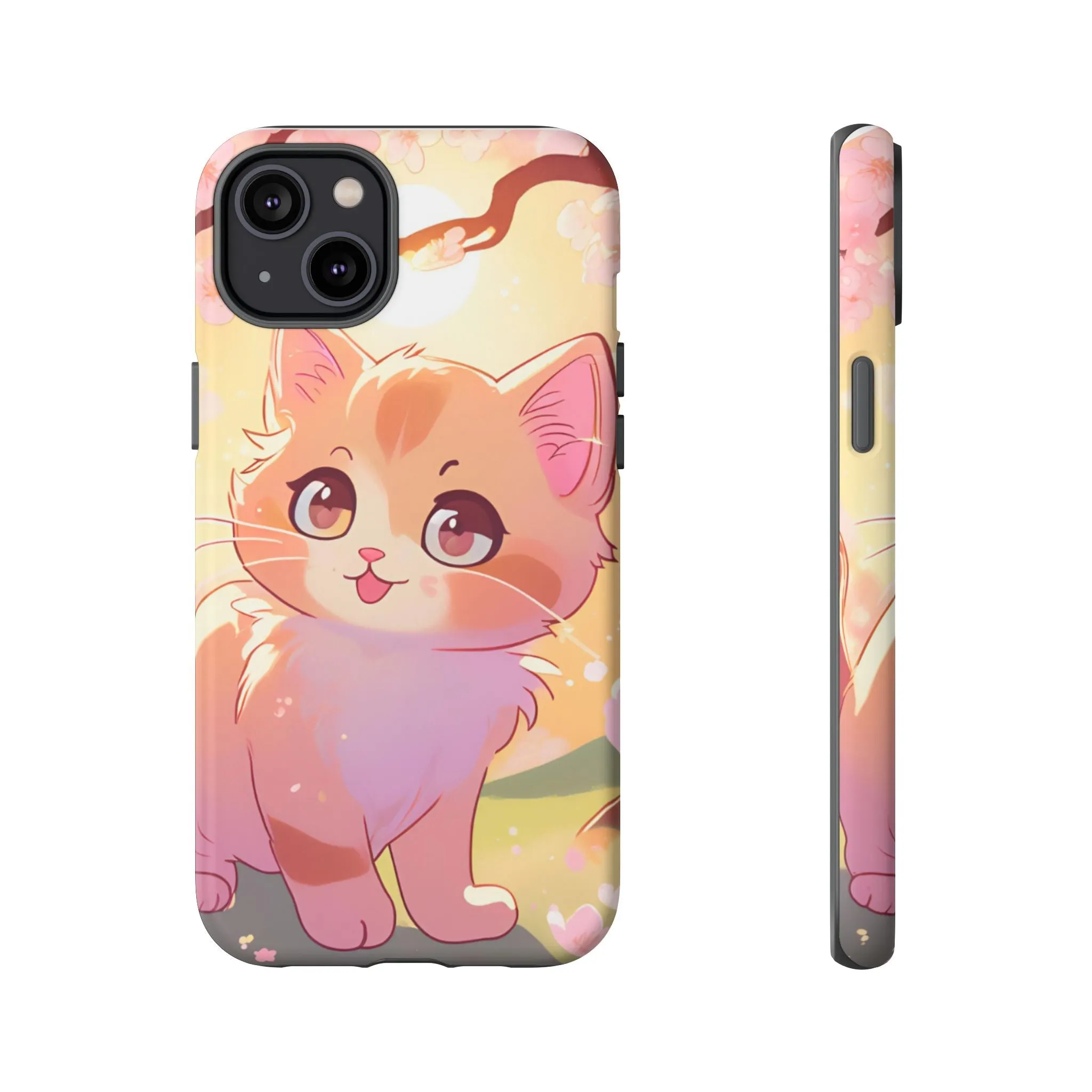 Cute Cat Tough Phone Case - Kawaii Design for Animal Lovers