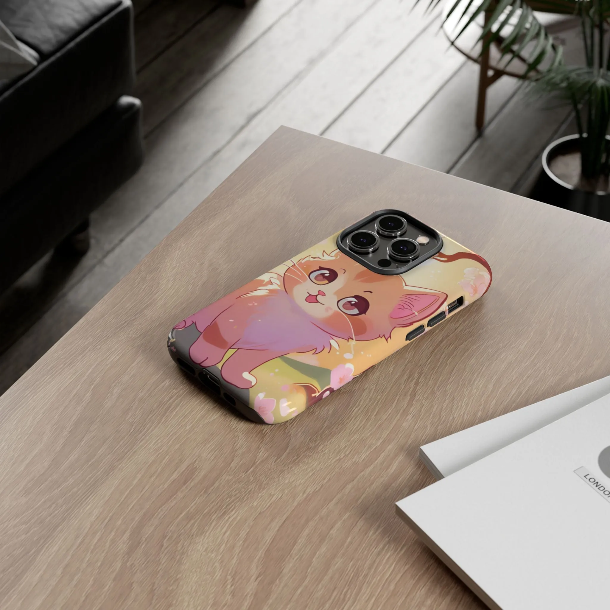 Cute Cat Tough Phone Case - Kawaii Design for Animal Lovers
