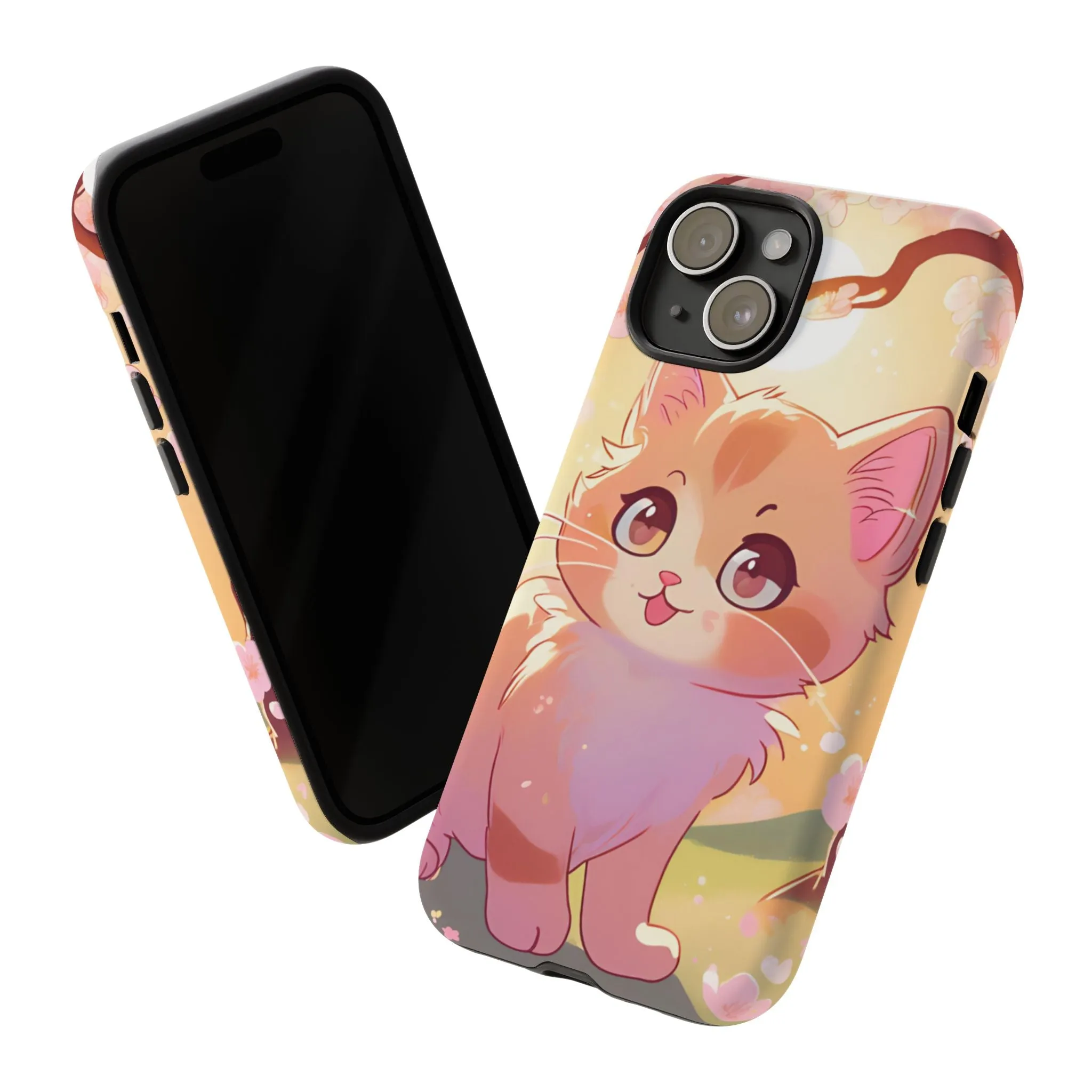 Cute Cat Tough Phone Case - Kawaii Design for Animal Lovers