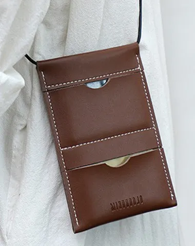 Cute Coffee LEATHER Phone Purse WOMEN SHOULDER BAG Slim Phone Crossbody Purse FOR WOMEN