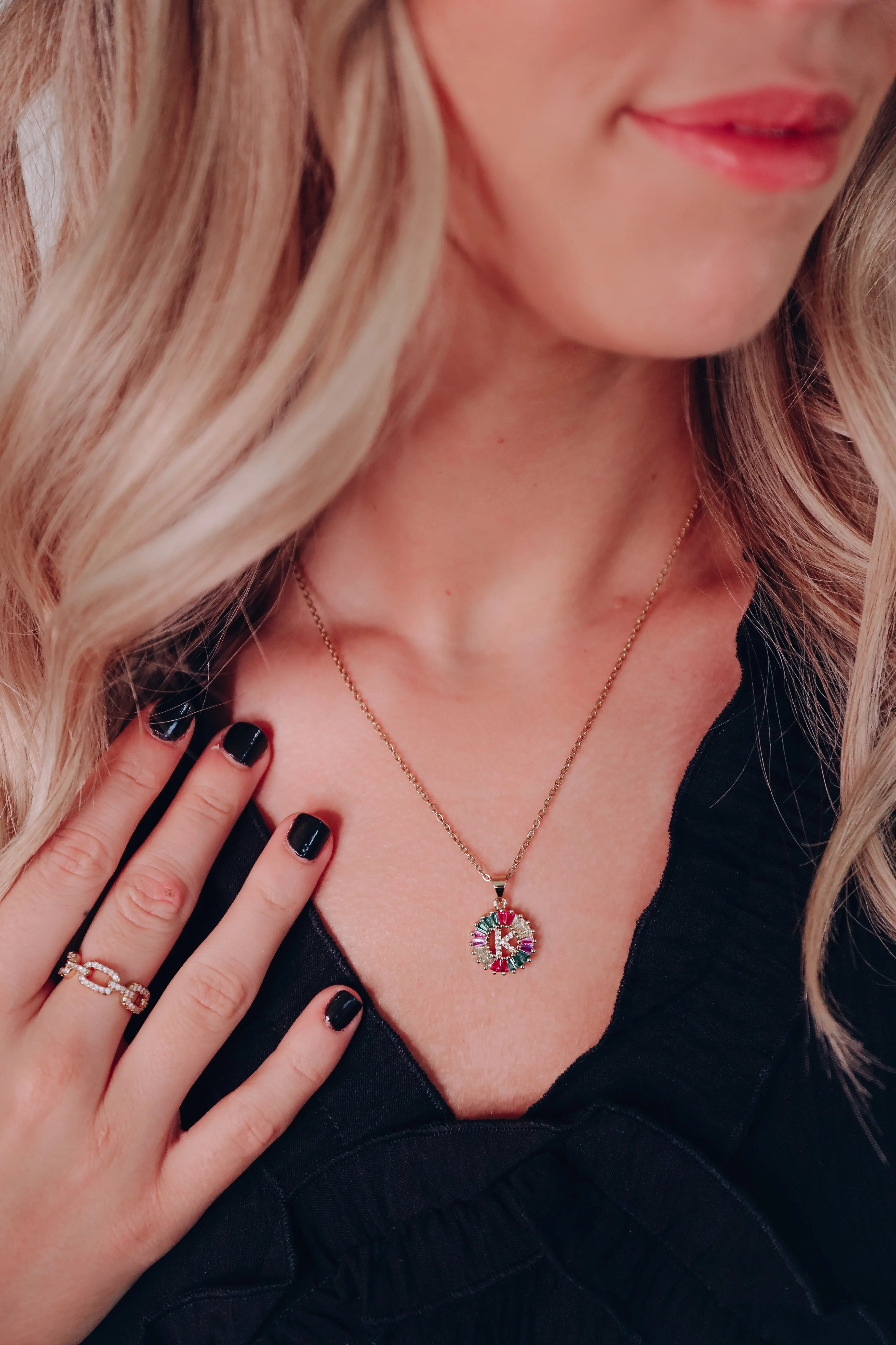 CZ Multi Colored Initial Necklace