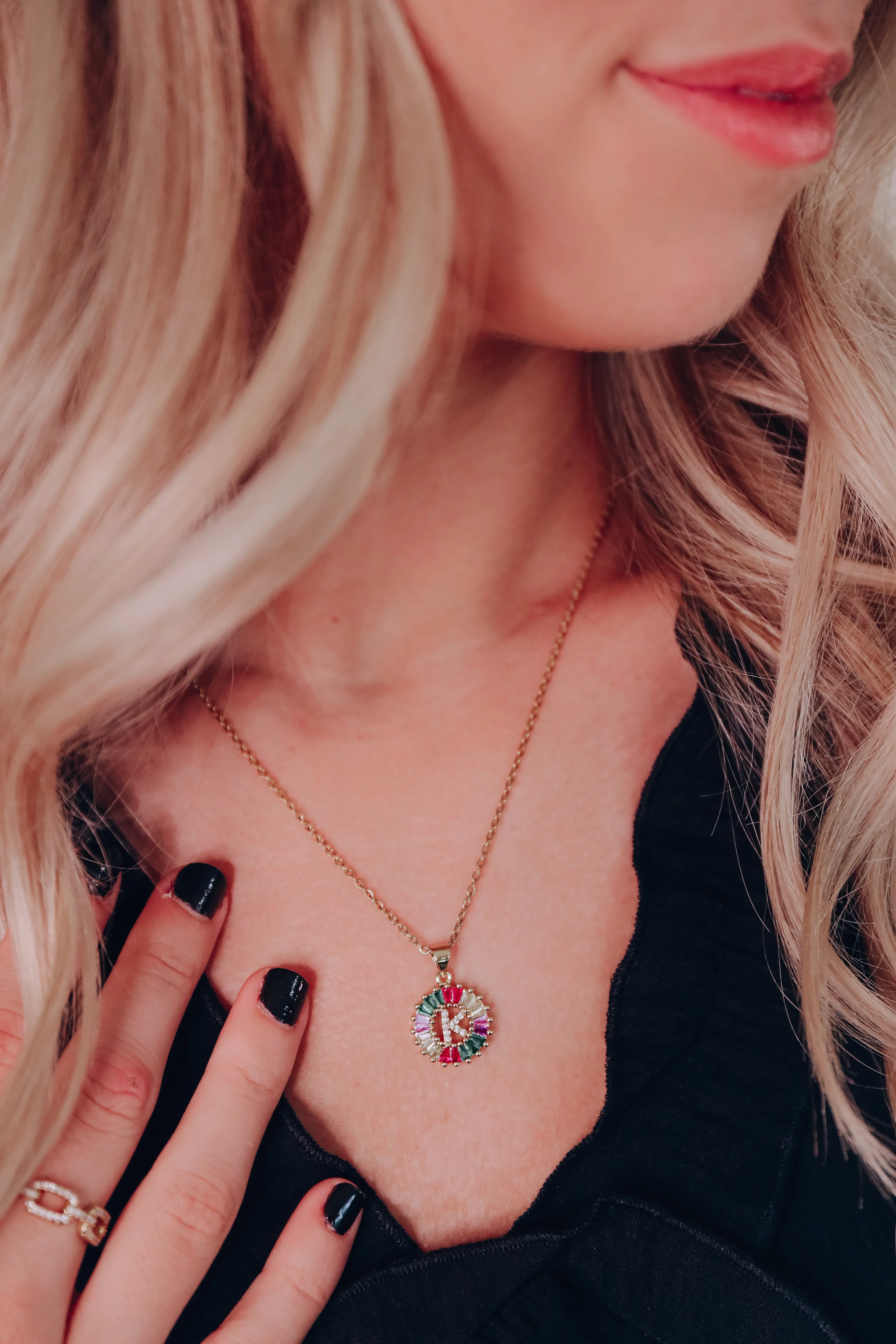 CZ Multi Colored Initial Necklace