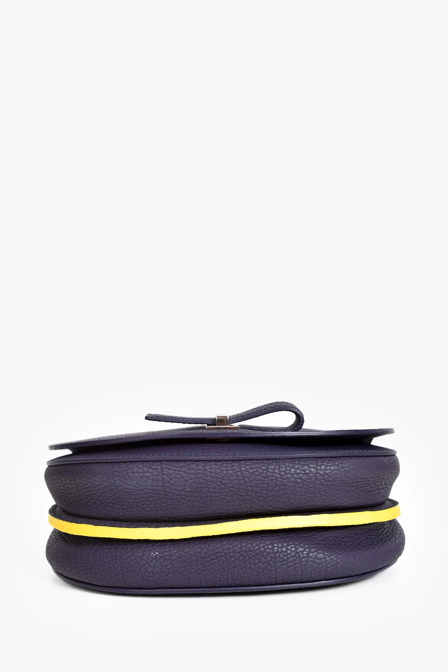 Delvaux Purple/Yellow Leather 'Le Mutin' Mini Saddle Crossbody Bag