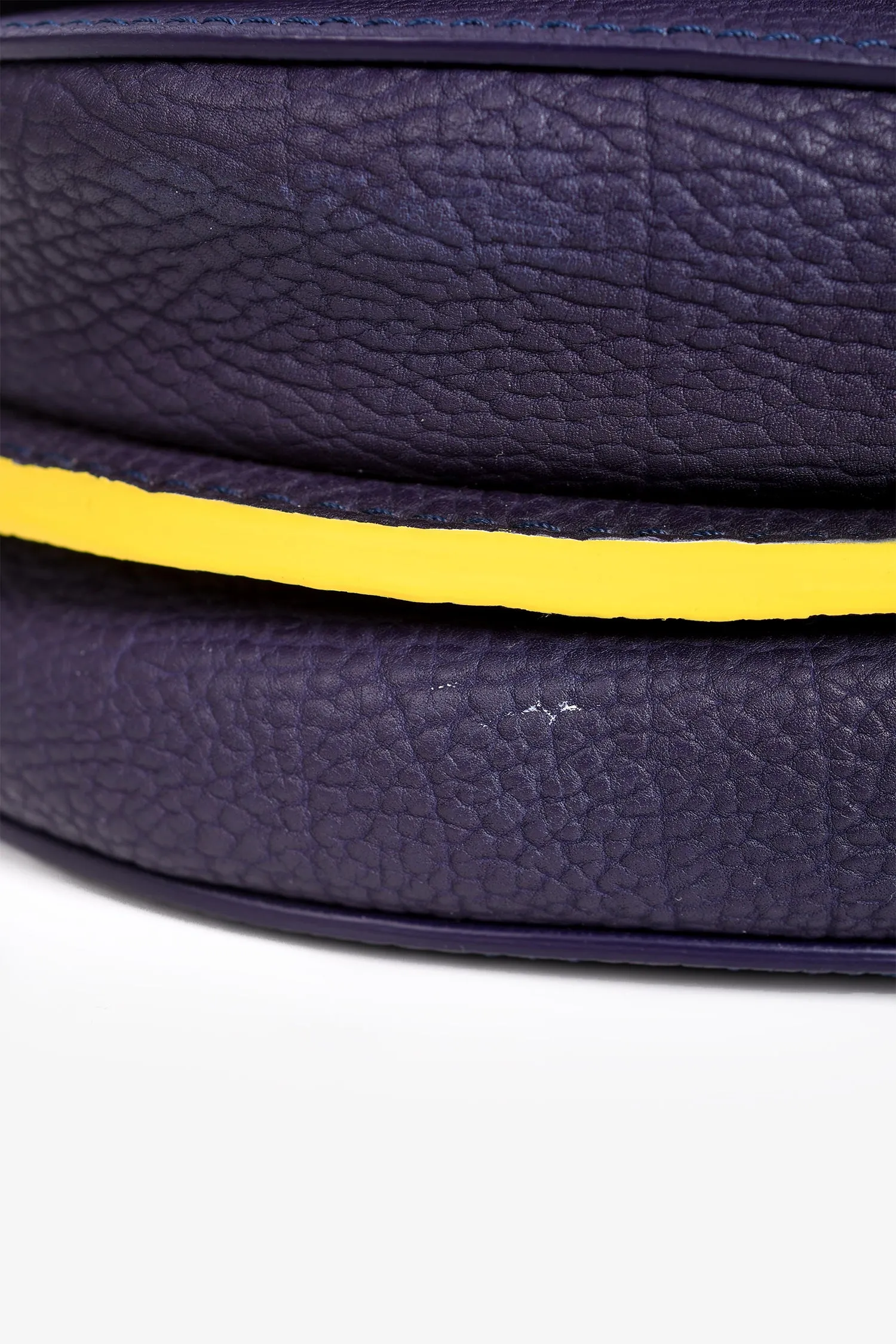 Delvaux Purple/Yellow Leather 'Le Mutin' Mini Saddle Crossbody Bag