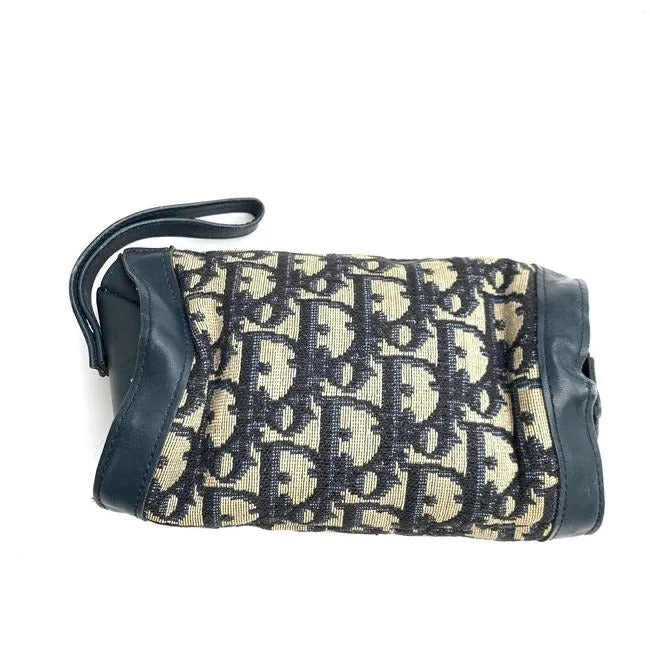 Dior Navy & Black Trotter Print Petite Cylindrical Clutch