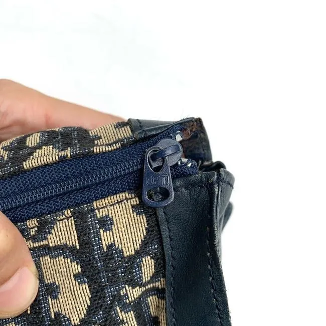 Dior Navy & Black Trotter Print Petite Cylindrical Clutch