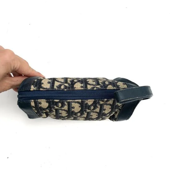 Dior Navy & Black Trotter Print Petite Cylindrical Clutch