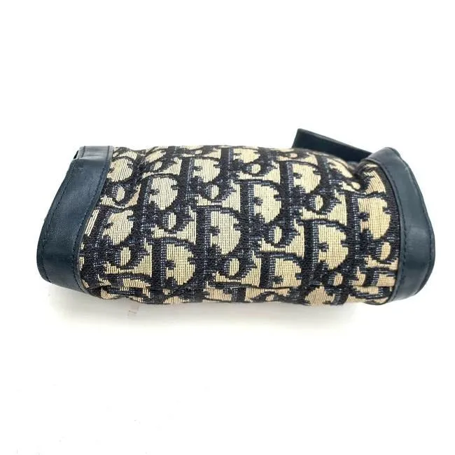 Dior Navy & Black Trotter Print Petite Cylindrical Clutch