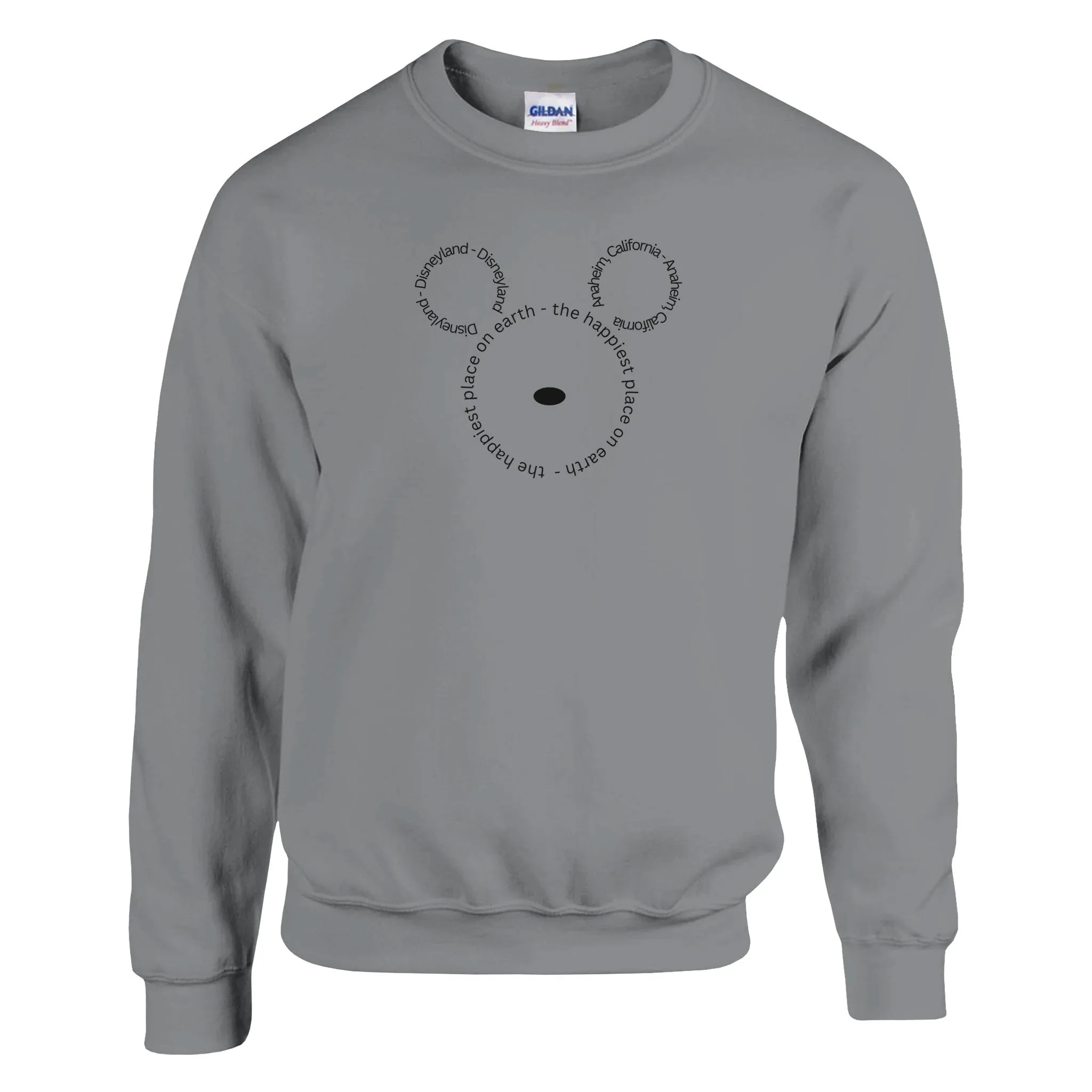 Disneyland, Anaheim, California, The Happiest Place On Earth | Adult Unisex Crewneck Sweatshirt | Gildan® 18000
