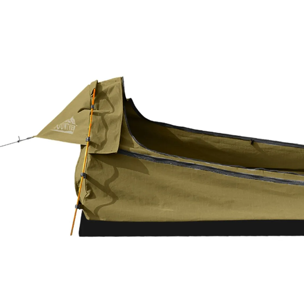 Double Swag Camping Swags Canvas Dome Tent Hiking Mattress Khaki