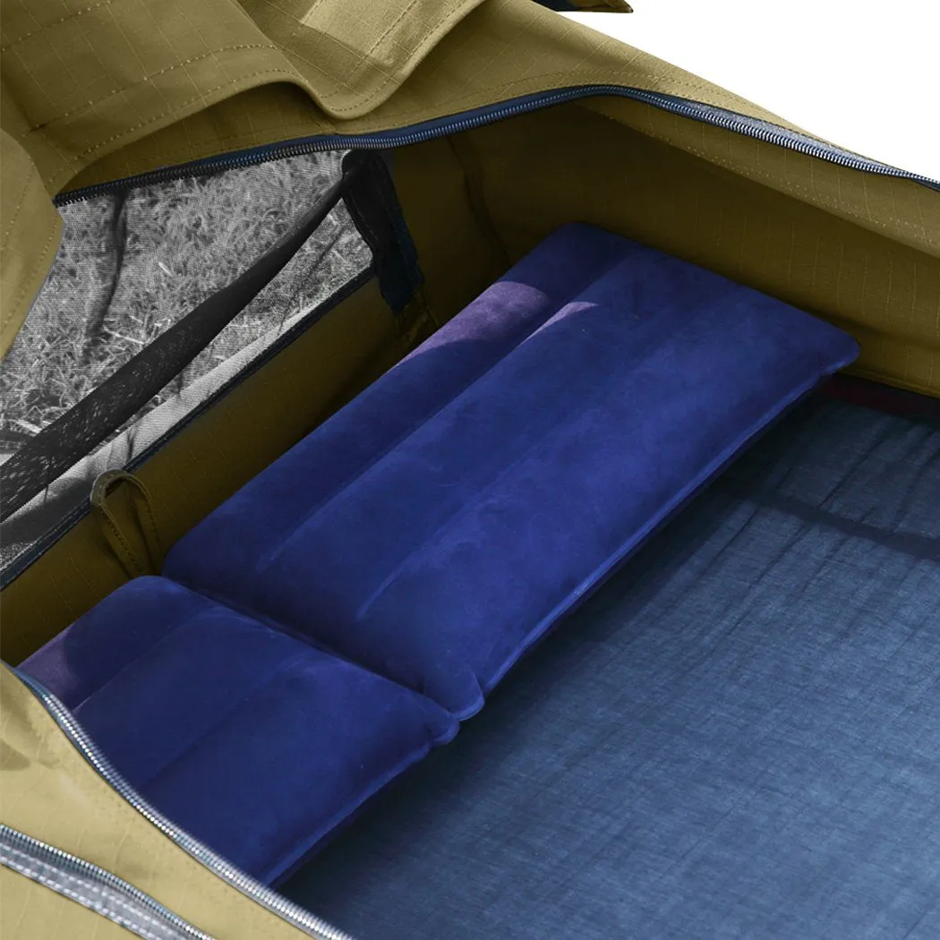 Double Swag Camping Swags Canvas Dome Tent Hiking Mattress Khaki