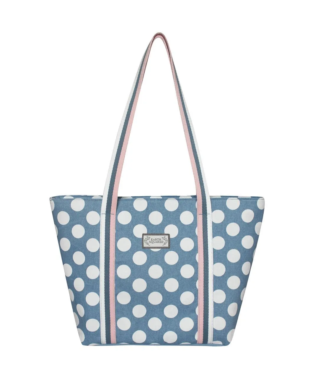 Earth Squared - Canvas Tote Shoulder Bag - Spots - Blue - 38x25x14cm