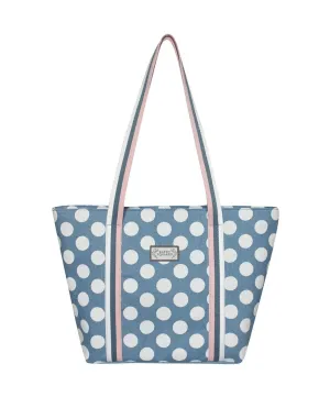 Earth Squared - Canvas Tote Shoulder Bag - Spots - Blue - 38x25x14cm