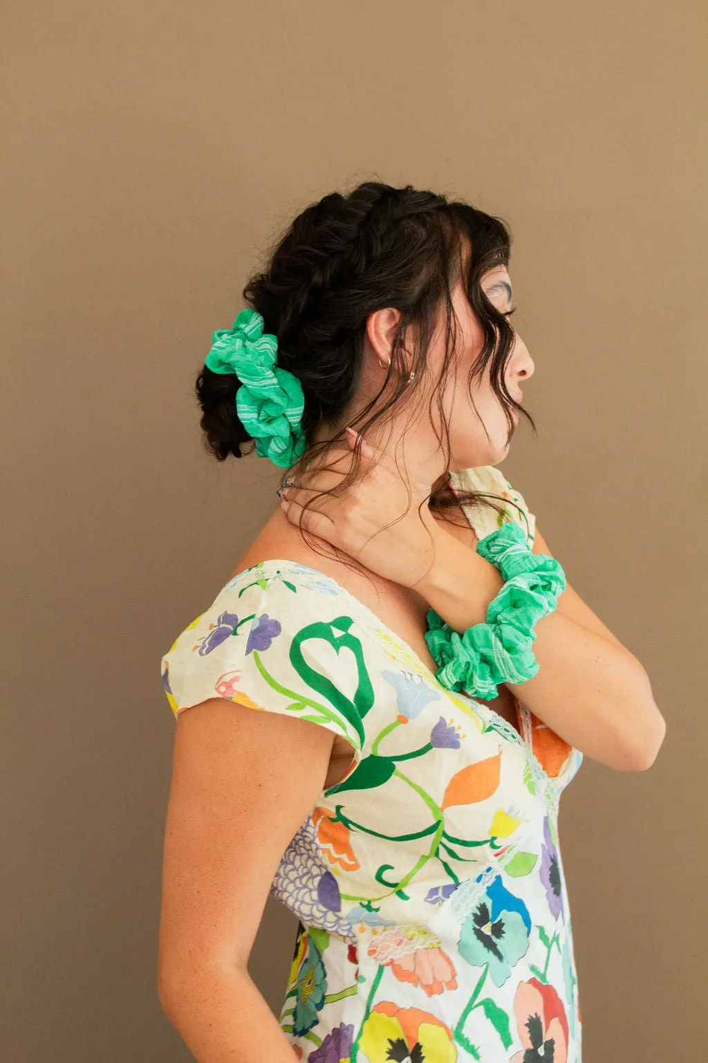 Emerald Stripe Jumbo Scrunchie
