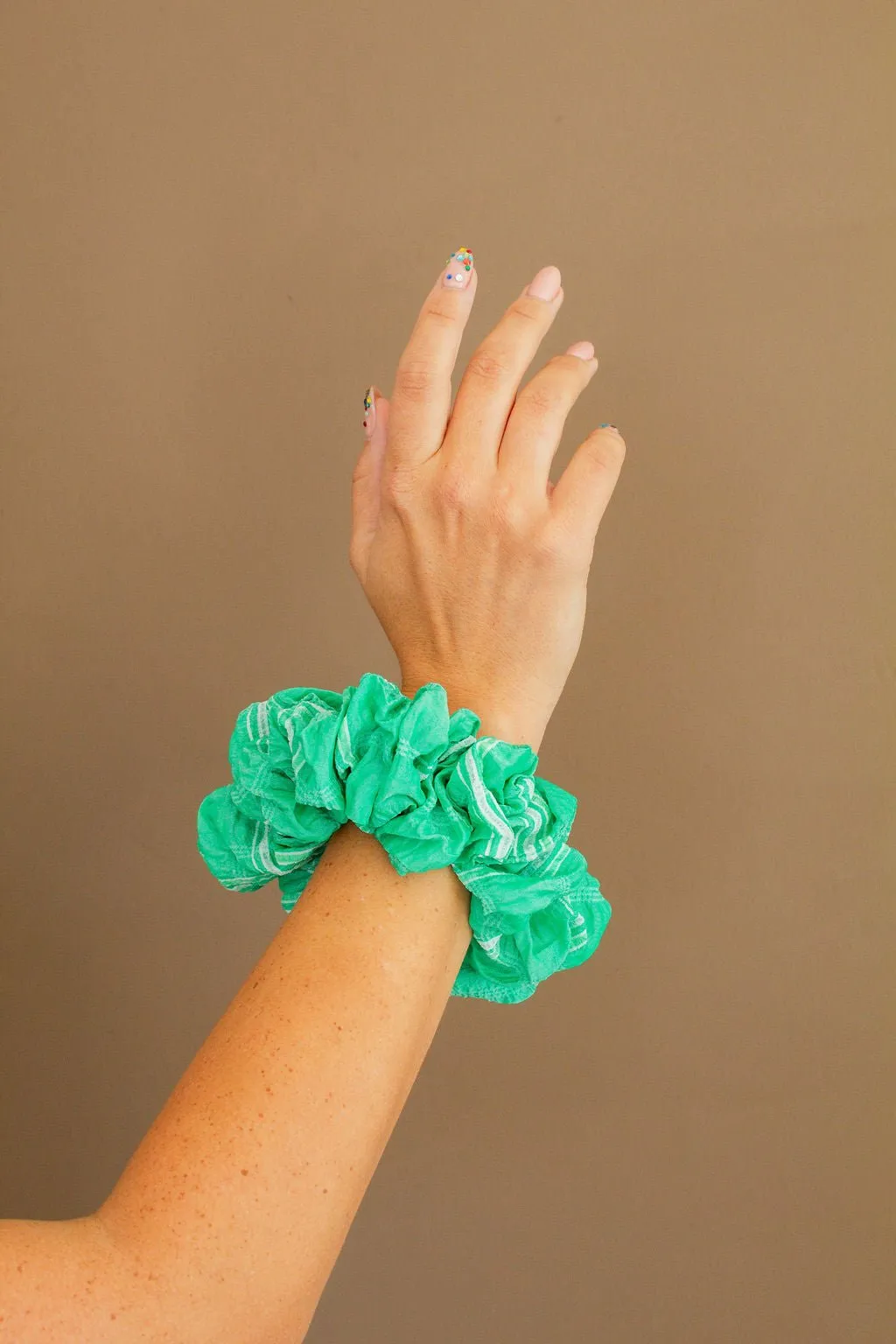 Emerald Stripe Jumbo Scrunchie