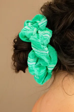 Emerald Stripe Jumbo Scrunchie