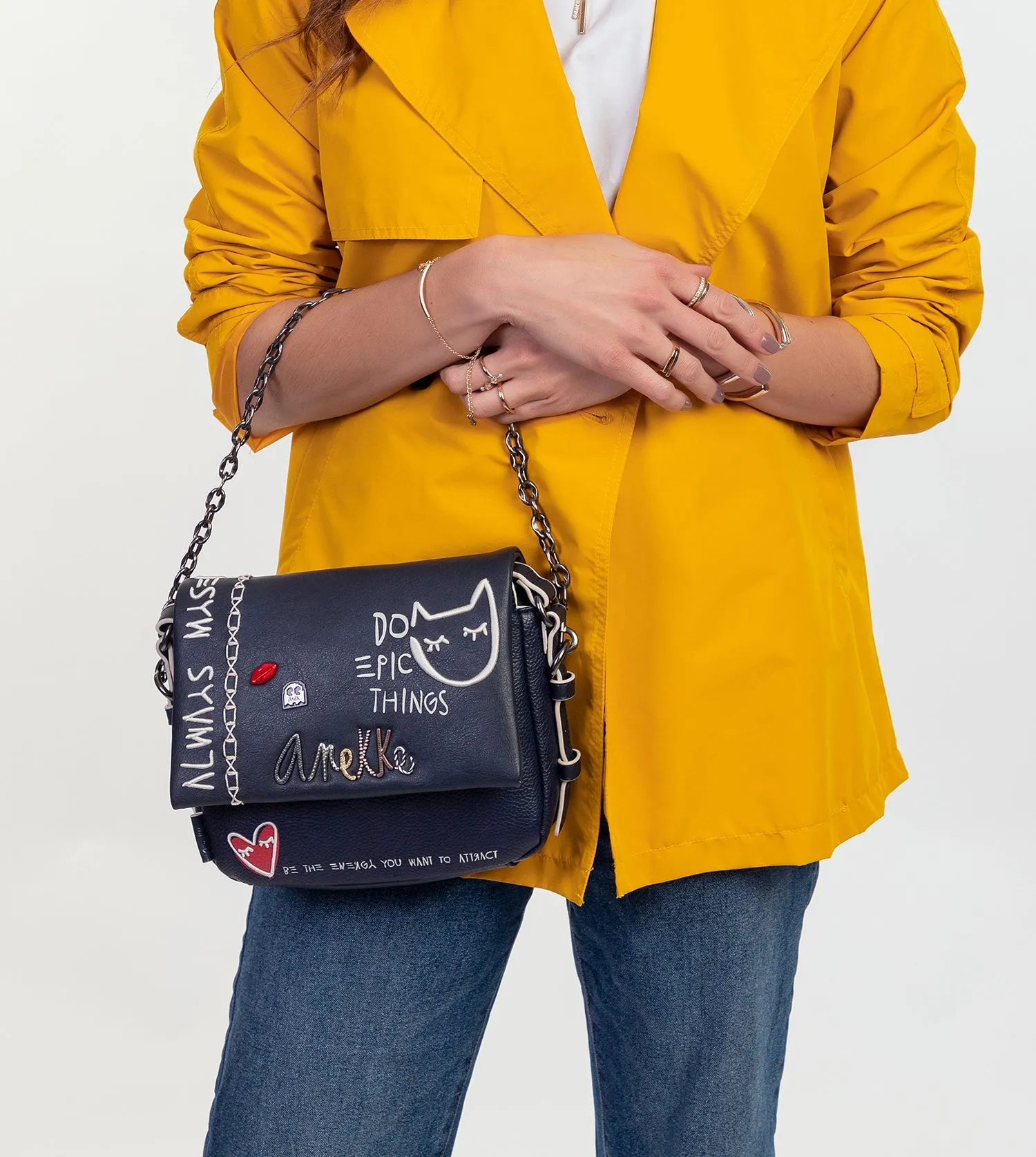 Energy navy blue flap bag