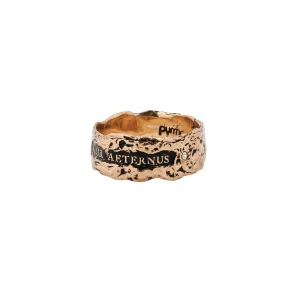 Eternal Love Wide 14K Gold Stone Set Textured Band Ring