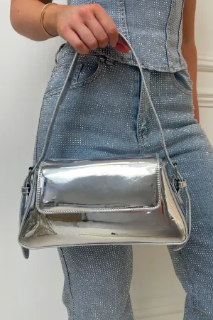Evelyn silver metallic shoulder bag