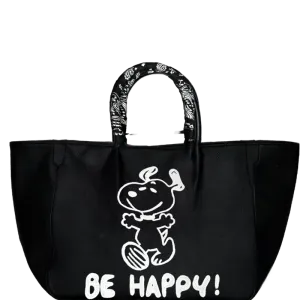 Everyday Vegan Leather Tote - Hand Painted Be Happy