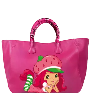 Everyday Vegan Leather Tote - Hand Painted Strawberry Shortcake