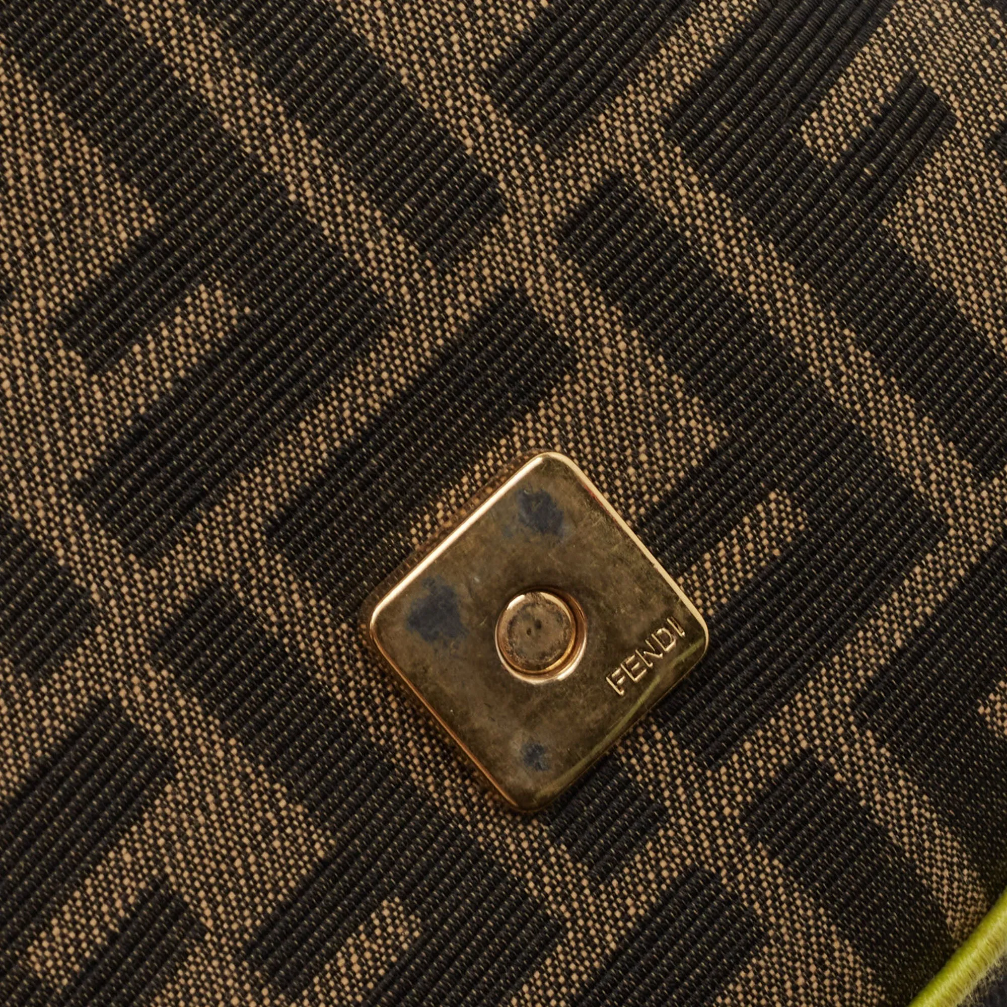 Fendi Neon Green Zucca Canvas 1974 Roma Amor Baguette Bag