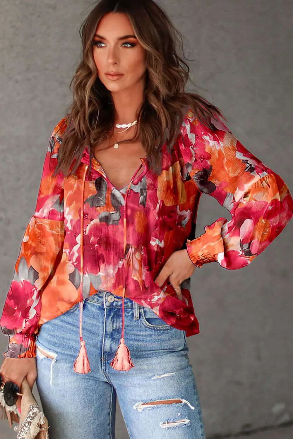 Floral Tassel Top