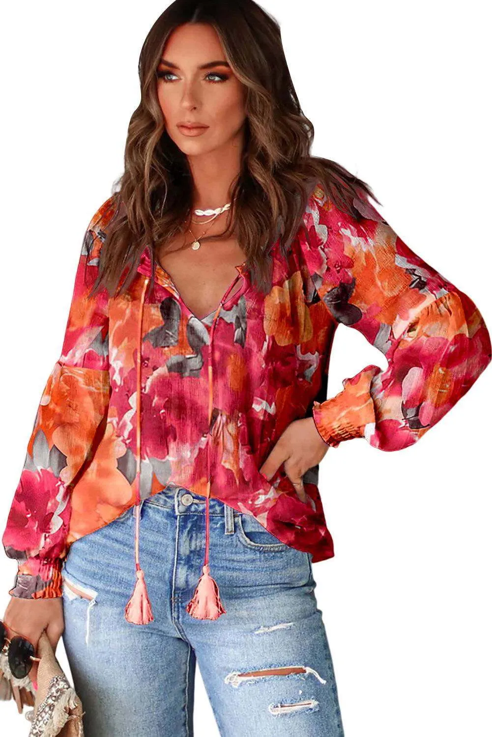 Floral Tassel Top