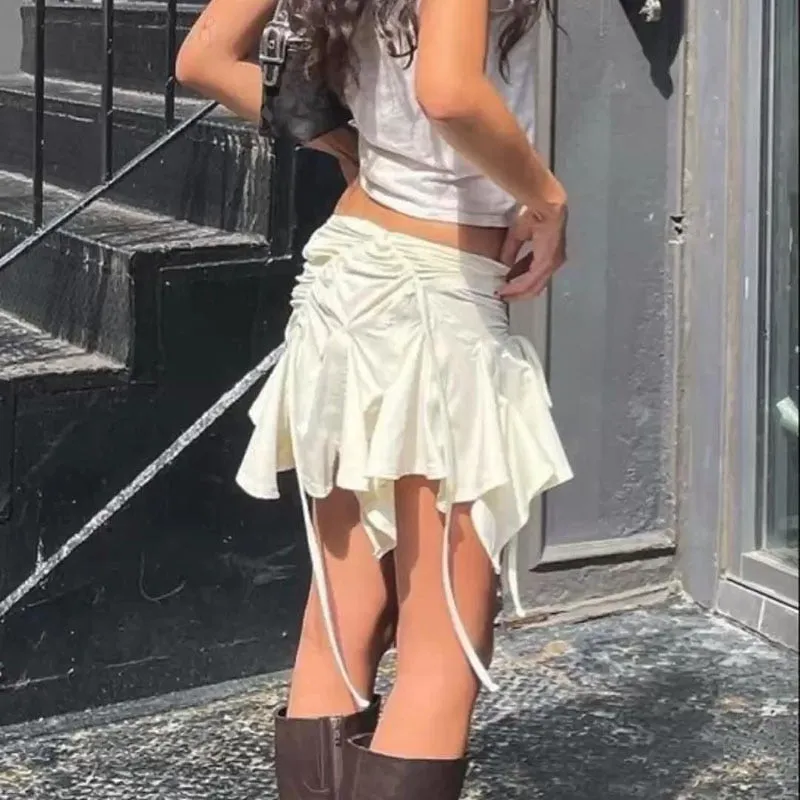 Frill Ruched Stylish Hem Mini Skirt