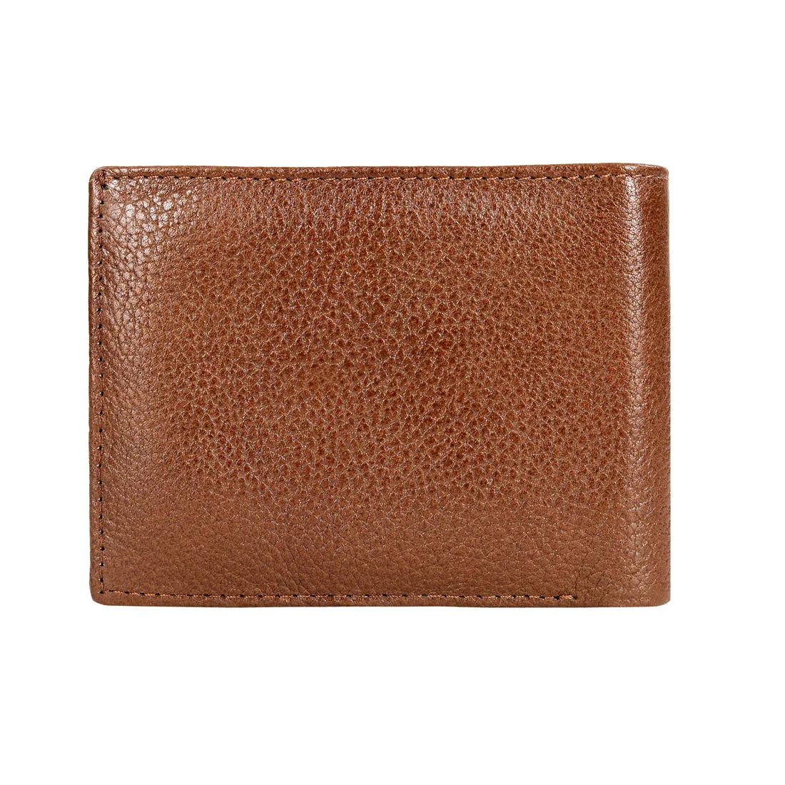Genuine Grain Leather Wallet With Flap For Men