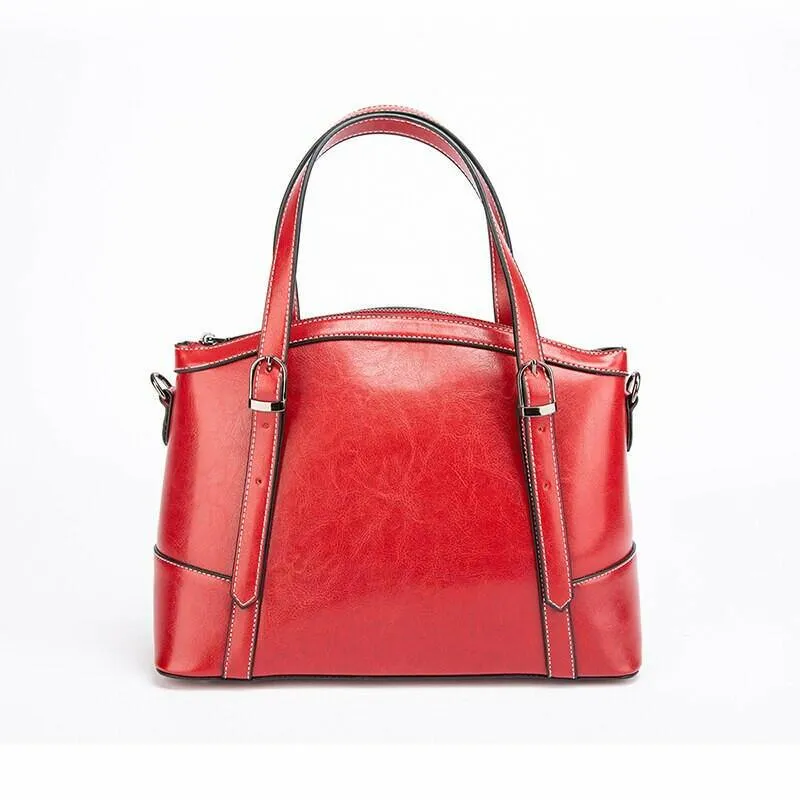Genuine Leather Handbag with Cell Phone Pocket for Everyday