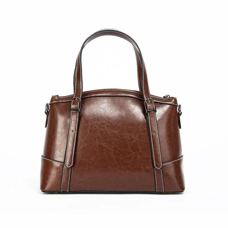Genuine Leather Handbag with Cell Phone Pocket for Everyday