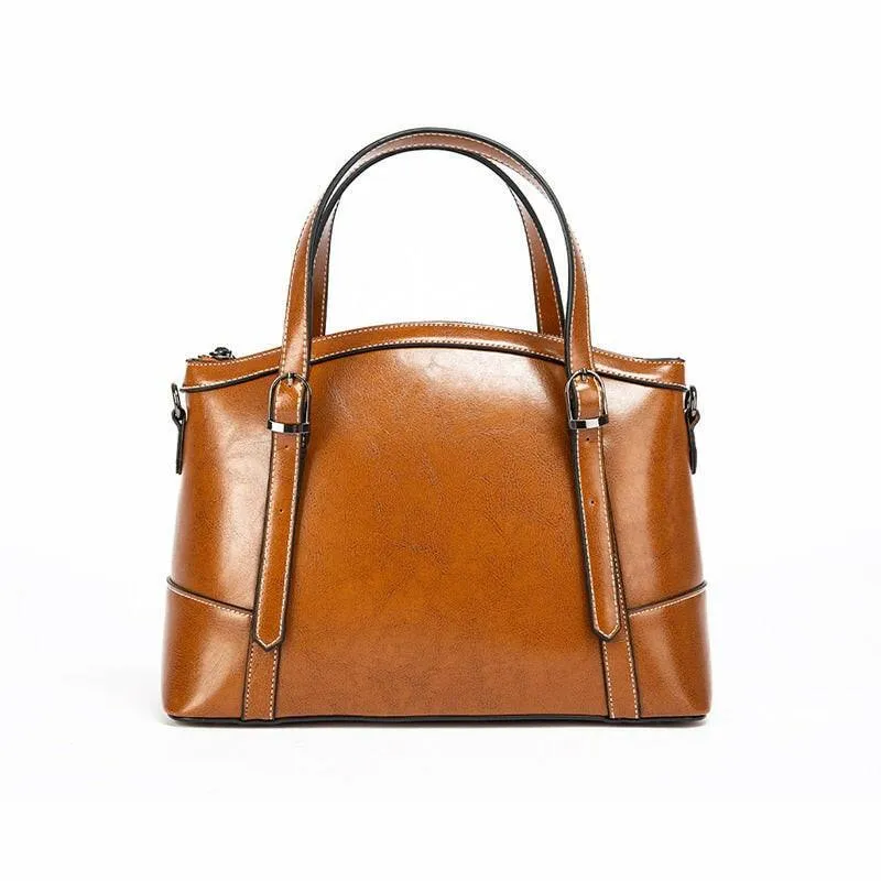 Genuine Leather Handbag with Cell Phone Pocket for Everyday