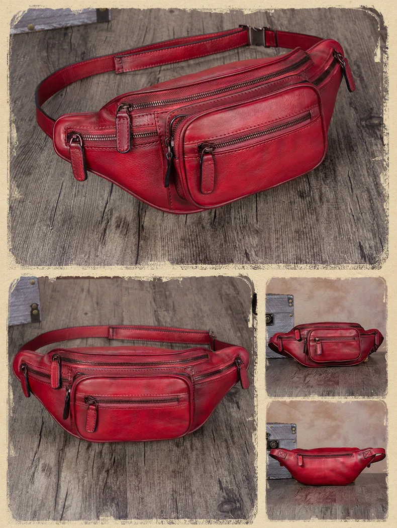Genuine Leather Waist Bag  Fanny Pack Chest Hip Belt Bags