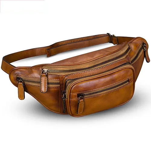 Genuine Leather Waist Bag  Fanny Pack Chest Hip Belt Bags