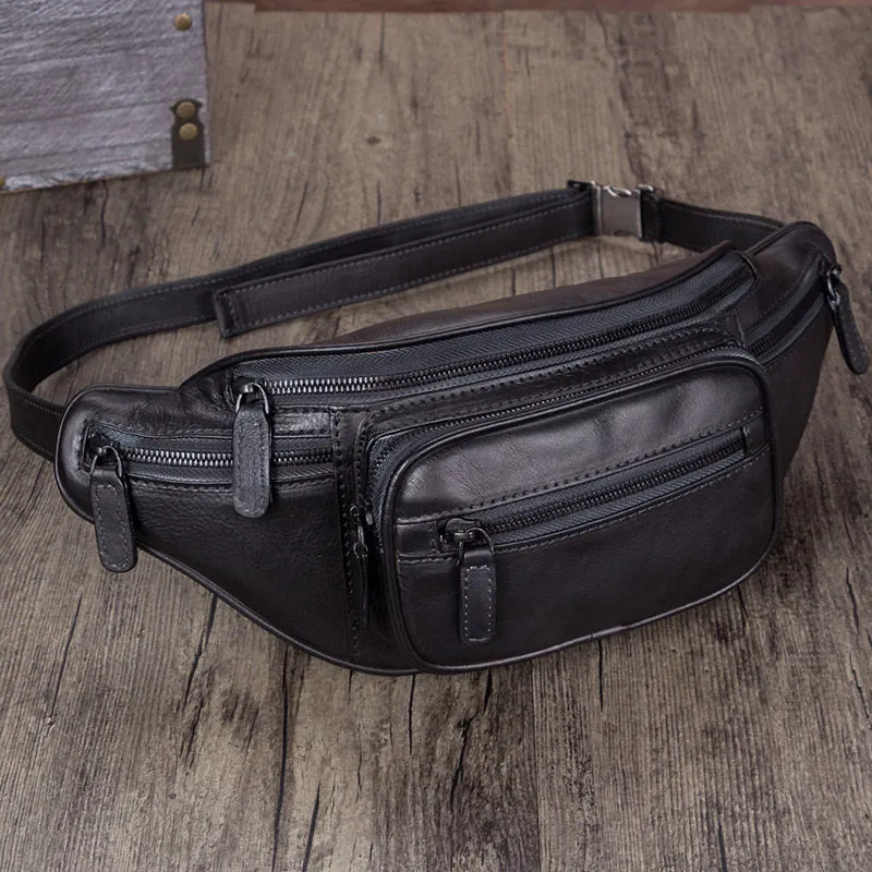 Genuine Leather Waist Bag  Fanny Pack Chest Hip Belt Bags