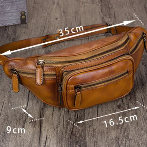 Genuine Leather Waist Bag  Fanny Pack Chest Hip Belt Bags
