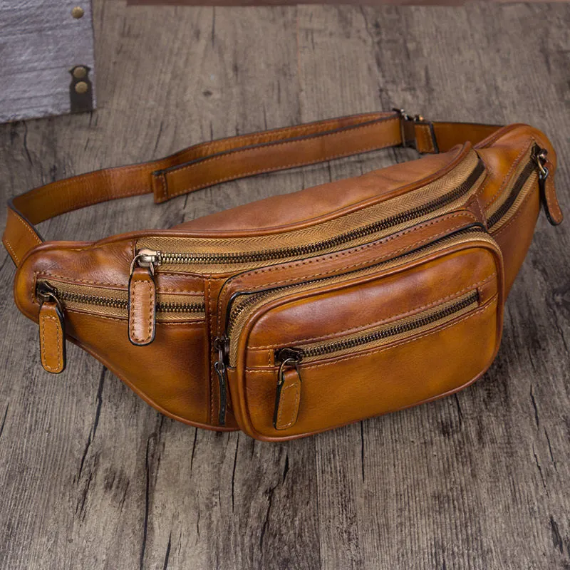 Genuine Leather Waist Bag  Fanny Pack Chest Hip Belt Bags