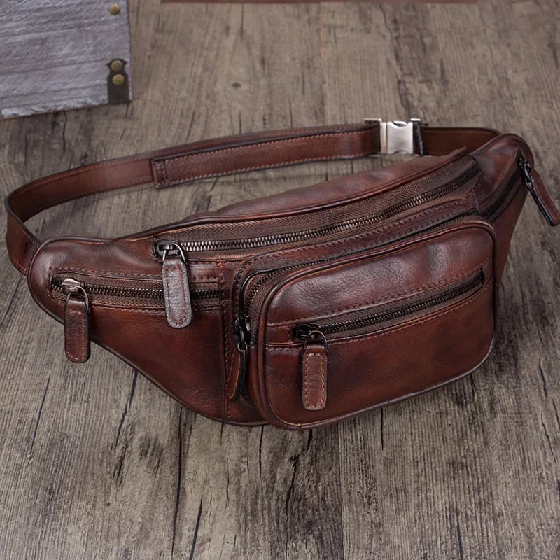 Genuine Leather Waist Bag  Fanny Pack Chest Hip Belt Bags