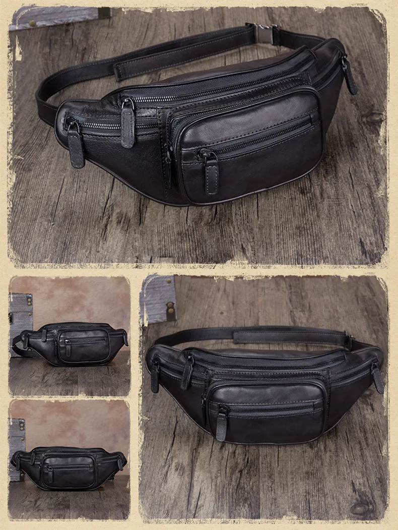 Genuine Leather Waist Bag  Fanny Pack Chest Hip Belt Bags