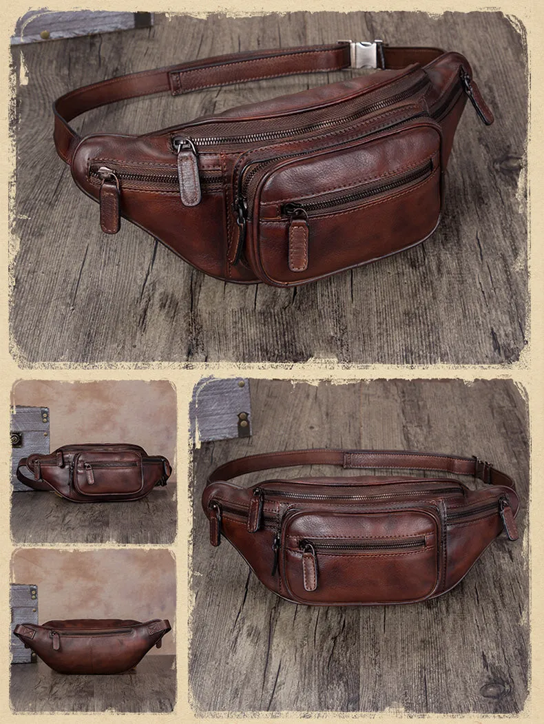 Genuine Leather Waist Bag  Fanny Pack Chest Hip Belt Bags