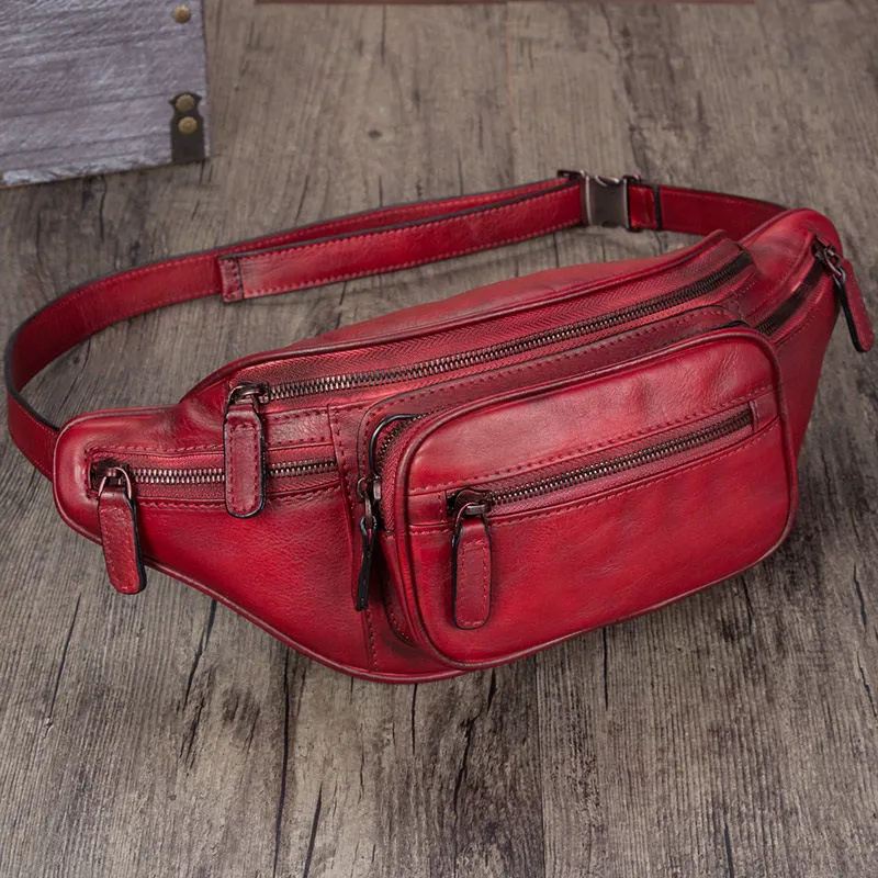 Genuine Leather Waist Bag  Fanny Pack Chest Hip Belt Bags