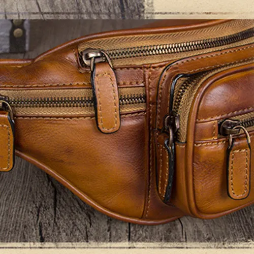 Genuine Leather Waist Bag  Fanny Pack Chest Hip Belt Bags